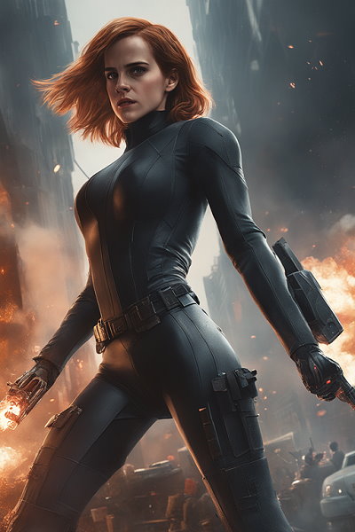 Actress Emma Watson as The Black Widow